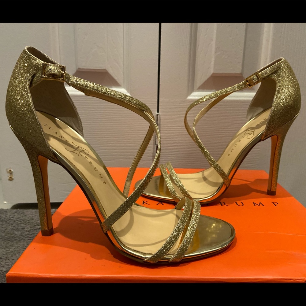 4’ glitter gold sandals, Ivanka Trump
